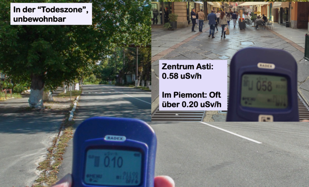 Abbildung 21 Strahlung im Zentrum von Tschernobyl (0.10 uSv/h). In dieser Stadt strahlt es wesentlich weniger als in vielen anderen Städten auf dieser Erde.